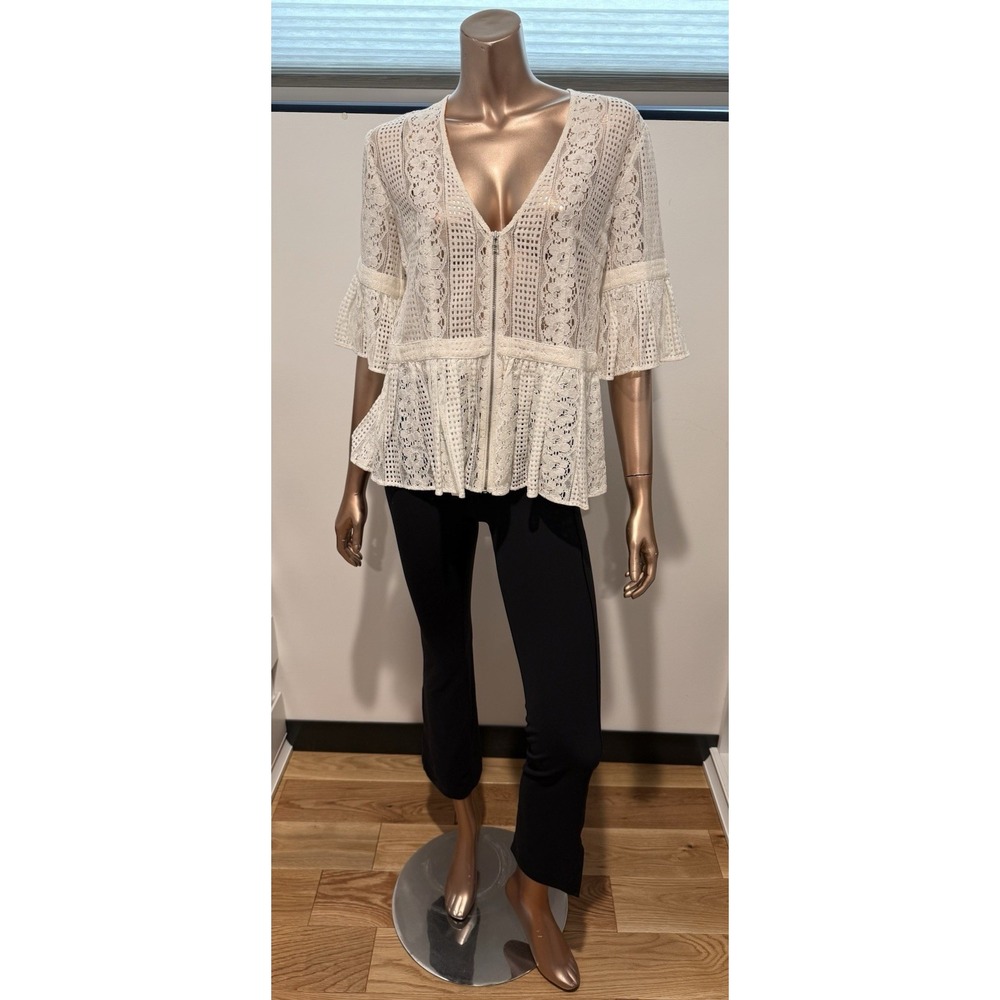 $295 MARISSA WEBB Moritz Ruffled Cottagecore Boho Cotton-blend Lace Blouse Top/S